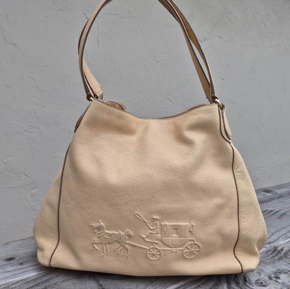 Coach Handbags - COACH EDIE PEBBLED LEATHER STAGECOACH EMBOSSED SHOULDER BAG